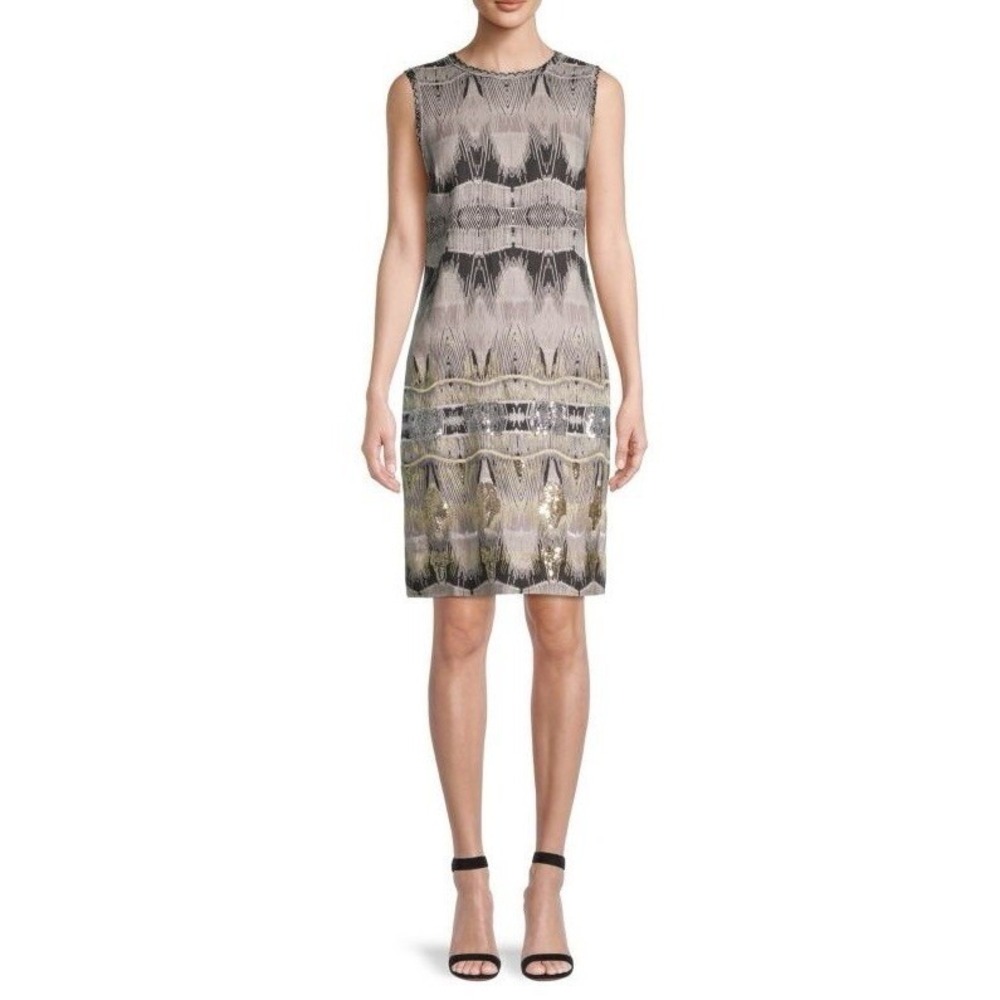 Kobi Halperin Dress Women's Medium Marnie Ikat Linen Sequin Embellish